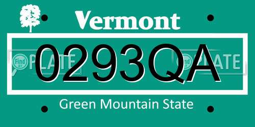 0293QA Vermont License Plate