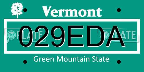 029EDA Vermont License Plate