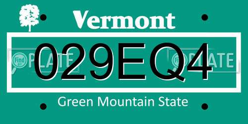 029EQ4 Vermont License Plate