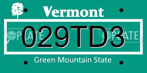 029TD3 Vermont License Plate
