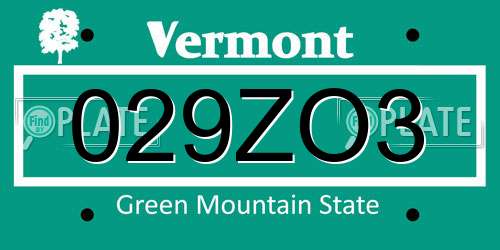 029ZO3 Vermont License Plate