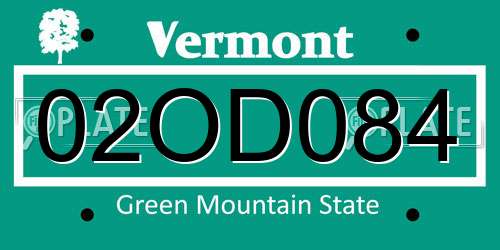02OD084 Vermont License Plate