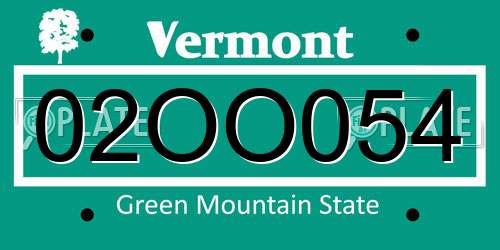02OO054 Vermont License Plate