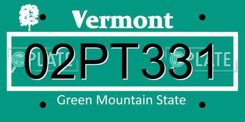 02PT331 Vermont License Plate