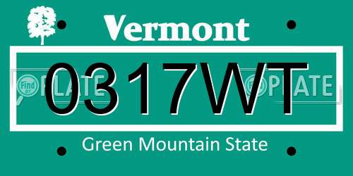 0317WT Vermont License Plate