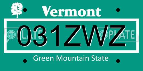 031ZWZ Vermont License Plate