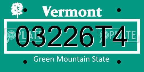 03226T4 Vermont License Plate