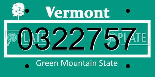 0322757 Vermont License Plate