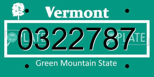 0322787 Vermont License Plate