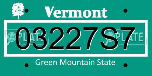 03227S7 Vermont License Plate