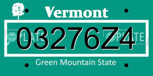 03276Z4 Vermont License Plate