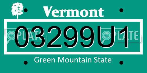 03299U1 Vermont License Plate