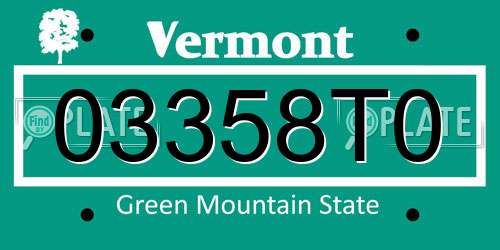 03358T0 Vermont License Plate