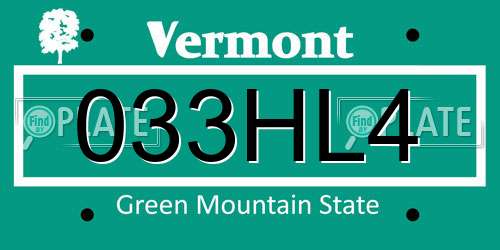 033HL4 Vermont License Plate