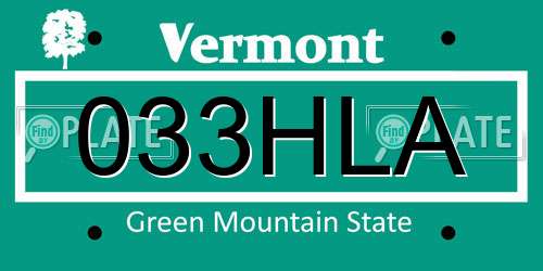033HLA Vermont License Plate