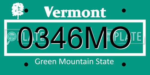 0346MO Vermont License Plate