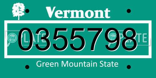 0355798 Vermont License Plate