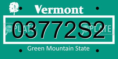 03772S2 Vermont License Plate
