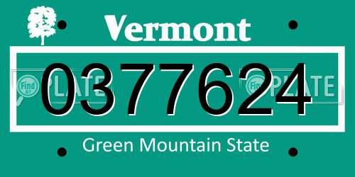 0377624 Vermont License Plate