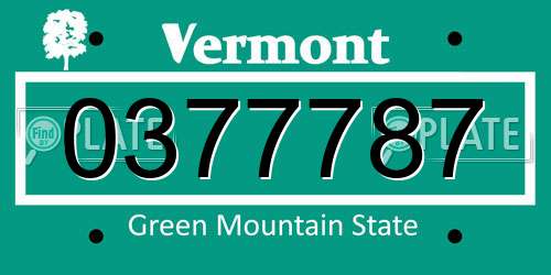 0377787 Vermont License Plate