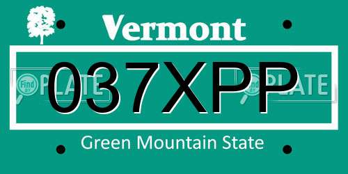 037XPP Vermont License Plate
