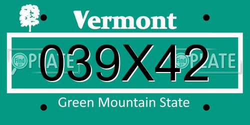 039X42 Vermont License Plate