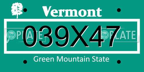 039X47 Vermont License Plate