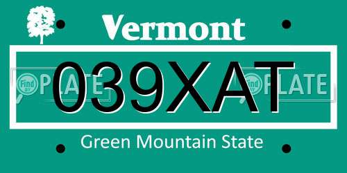 039XAT Vermont License Plate