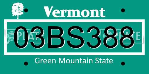 03BS388 Vermont License Plate