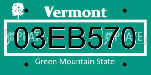 03EB570 Vermont License Plate