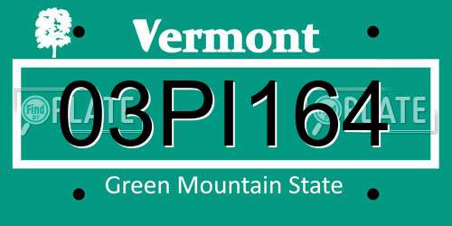03PI164 Vermont License Plate