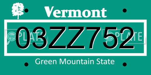 03ZZ752 Vermont License Plate
