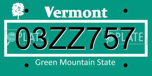 03ZZ757 Vermont License Plate