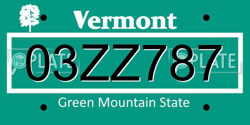 03ZZ787 Vermont License Plate
