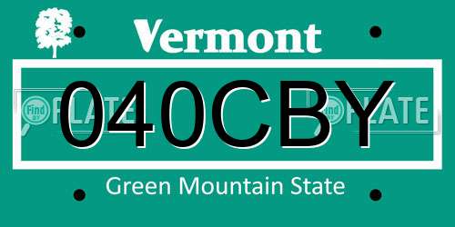 040CBY Vermont License Plate