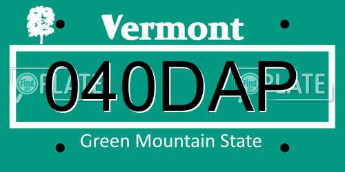 040DAP Vermont License Plate