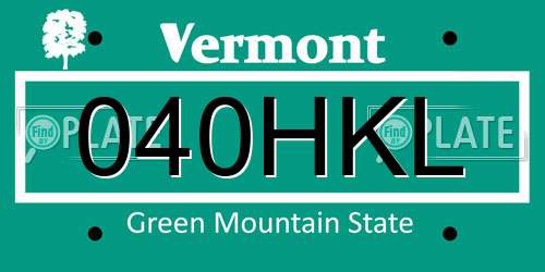 040HKL Vermont License Plate