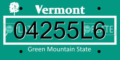 04255L6 Vermont License Plate