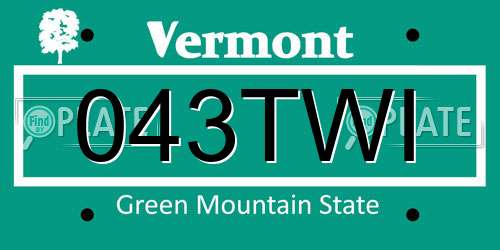 043TWI Vermont License Plate