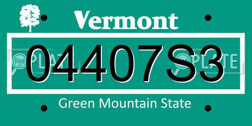 04407S3 Vermont License Plate