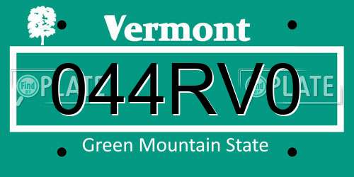 044RV0 Vermont License Plate