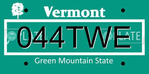 044TWE Vermont License Plate