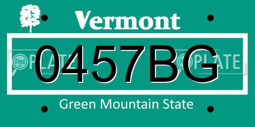 0457BG Vermont License Plate