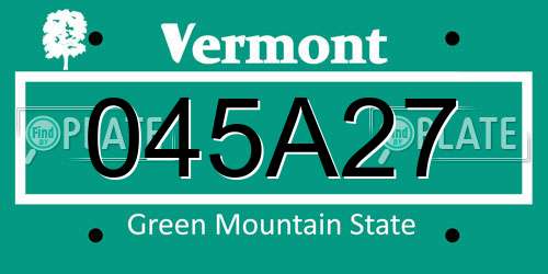 045A27 Vermont License Plate