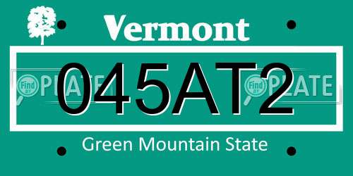 045AT2 Vermont License Plate