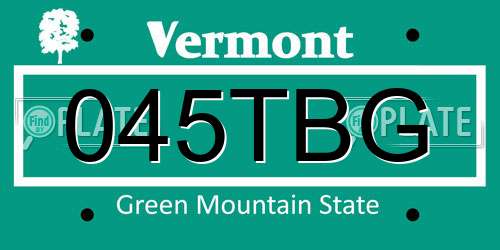 045TBG Vermont License Plate