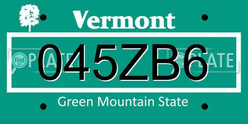 045ZB6 Vermont License Plate