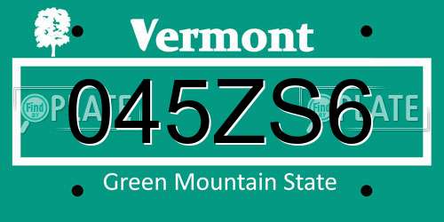 045ZS6 Vermont License Plate