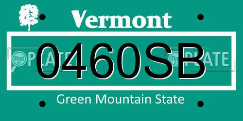 0460SB Vermont License Plate