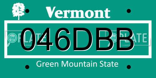 046DBB Vermont License Plate
